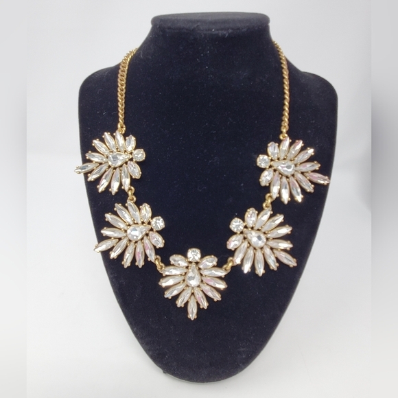 J. CREW CLEAR RHINESTONE STATEMENT NECKLACE WOMEN JEWELRY BRIDAL FORMAL PROM - Picture 2 of 12